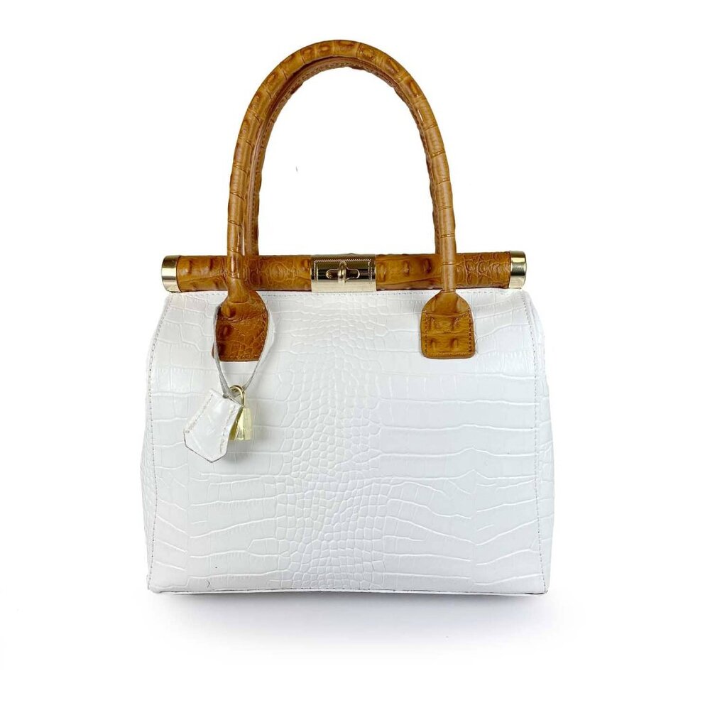 Genuine Leather Crocodile Print Tote Handbag